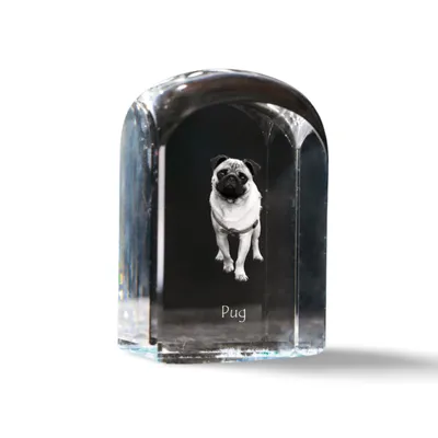Image de Mops - cube en cristal avec photo, photo de chien dans le cristal, bouton cubique sur papier de la marque Art-Dog