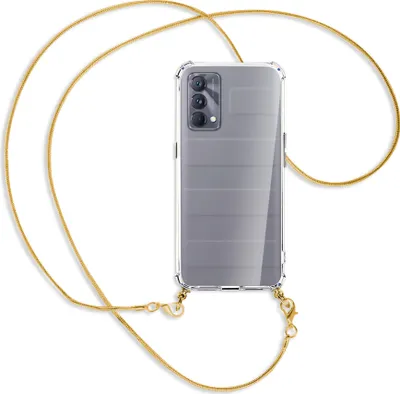 Produktbild von Handykette Backcover-Schutzhülle mit Band (Metall goldfarben) für Realme GT Master Edition - goldfarbene Kette Snake