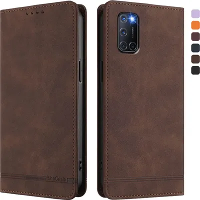 Image de Etui pour Oppo A72 / A92 / A72 4G, étui rétro en cuirPolyuréthaneavec support et fentes pour cartes de crédit Marron