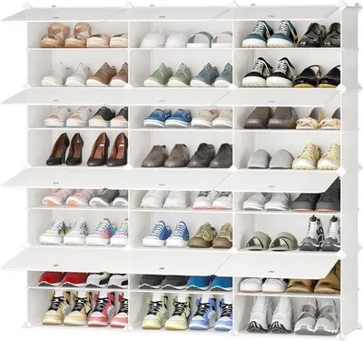 Produktbild von Modulare Schuhschrank mit Türen - Kunststoff und Metallrahmen - Rechen-Systeme - 31x124x124cm - 3-fach - Weiß