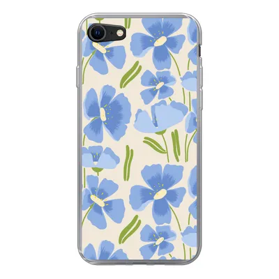 Produktbild von MuchoWow® Handyhülle Schutzhülle Hülle für iPhone SE 2022 Blume - Blau - Muster Silikon Softcase Handy Hülle - Schutzhülle