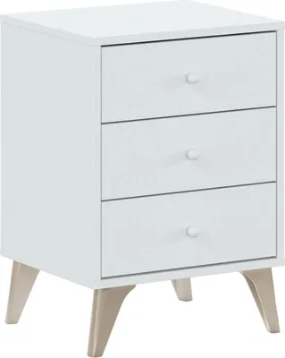 Image de Attina - Table de chevet, 40x34x56h cm Blanc, 3 tiroirs