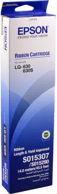 Produktbild von Epson SIDM Black Farbbandkassette für LQ-630 (C13S015307), LQ-630, Schwarz, Punktmatrix, 24-pin, 4000000 Zeichen, Schwarz