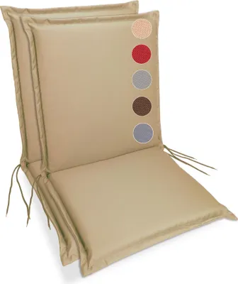 Produktbild von sunnypillow 2er Set Gartenstuhlauflagen  100 x 50  extra dick 9cm  Niedriglehner Auflagen waschbar wasserdicht  Polsterauflagen Outdoor Stuhlauflagen Polster Sitzkissen Gartenstuhl  Beige