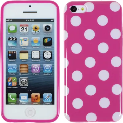 Produktbild von PhoneNatic Case kompatibel mit Apple iPhone 5c - Design:03 Silikon Hülle Polkadot + 2 Schutzfolien