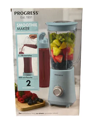 Produktbild von PROGRESS 2 in 1 Standmixer Zubereitung Proteinshakes Smoothies inkl. Trinkflasche Shaker blau