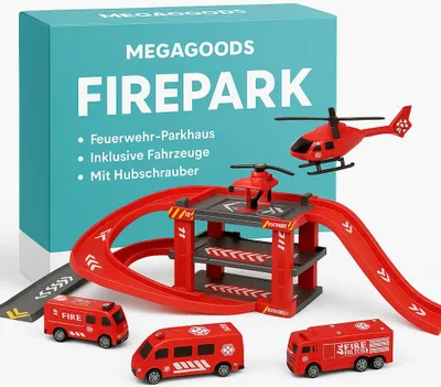 Produktbild von Parkhaus Spielset Kinder Feuerwehr Rettungsstation Autos DE.