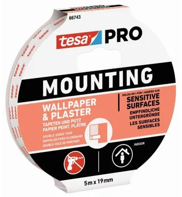 Obrázok produktu pre Lepiaca páska tesa® Mounting PRO, montážna páska, na tapety a omietky, samolepiaca, 19 mm, L-5 m