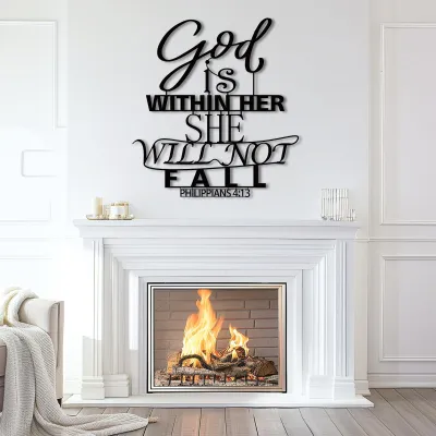 Productafbeelding van Metalen Wanddecoratie met Bijbelvers in Modern Design