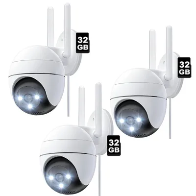 Produktbild von 3x überwachungskamera außen 2k+ 5MP Akku 5/2,4 GHz WiFi, Farbnachtsicht, Pan & Tilt, Personen-/Fahrzeug/Tiererkennung 32GB