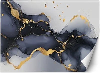 Produktbild von Vlies fototapete Schwarzer und weißer Marmor mit Gold 150x105 cm Feeby Grau inkl. Kleber einfache Montage