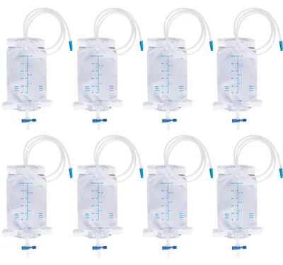 Produktbild von Urinbeutel Beinbeutel: 500ml Beinbeutel Urindrainagebeutel, Urinsammelbeutel Drainagebeutel mit 2 Riemen, Urinbeutel mit Ventil und T-Ablass, Urindrainagebeutel, Drainagebeutel (8 Stück)