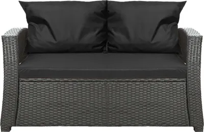 Immagine prodotto di Cuscini per divano da giardino - Nero| Seduta 110x60x7, schienale 2*56x50| Cuscino per seduta| Seduta per 2 persone| Cuscino in rattan per divano
