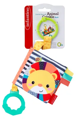 Image de Infantino Livre textile suspendu avec jouets et couineur - Animaux