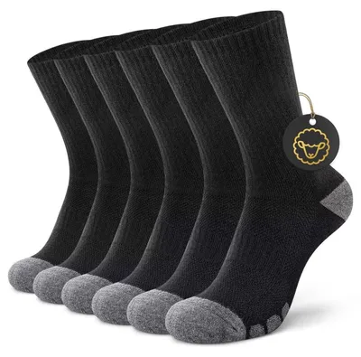 Zdjęcie produktu dla Skarpety trekkingowe Merino Wandersocken, męskie i damskie, 3 pary, z wyściółką, czarne, rozmiar 47-50