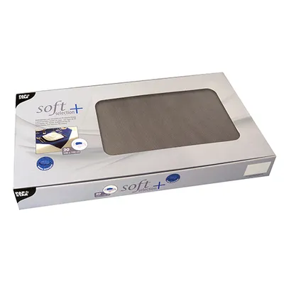 Produktbild von 20 Mitteldecken, stoffähnlich, Vlies "soft selection plus" 100 cm x 100 cm grau