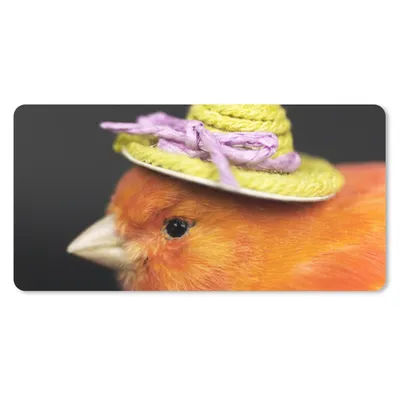 Produktbild von MuchoWow® Schreibtischunterlage Vogel - Hut - Orange 80x40 cm - XXL Mauspad