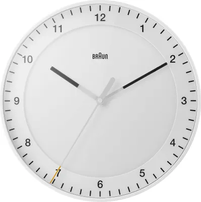 Produktbild von Braun Klassische Quarz-Wanduhr in Weiß / präzises Leisegangwerk / Sekundenzeiger mit Floating-Effekt (ohne Ticken) / gehärtetes Glas / 30 cm