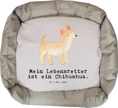 Produktbild von Mr. & Mrs. Panda Hundecouch Chihuahua Lebensretter - Grau Pastell - Geschenk, Hund, Geburtstag, Muttertag, Vatertag, Valentinstag, Umzug