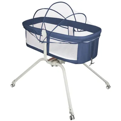Produktbild von Babywiege mit 4 Räder für Babys bis 9kg belastbar Blau