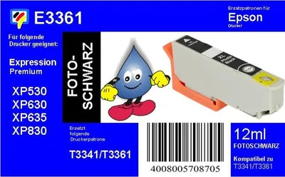 Produktbild von Dr. Inkjet Druckerpatrone - fotoschwarz mit 12ml Inhalt - ersetzt T3361