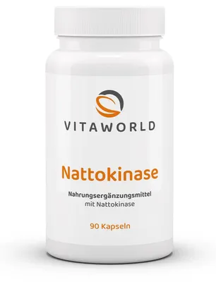 Produktbild von Vitaworld Nattokinase | 90 Kapseln | 2000 FU | Magensaftresistente DRCAPS® | aus fermentierten Sojabohnen | vegan