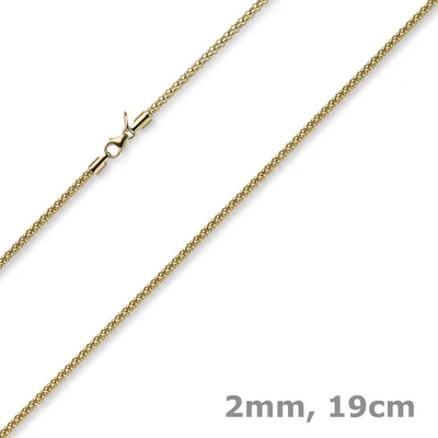 2mm-Armband-runde-Himbeer-Kette-585-Gelbgold-19cm