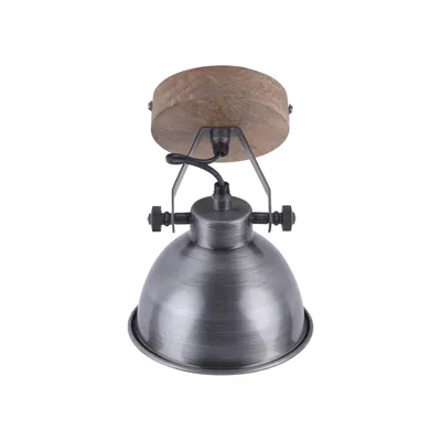 Image de Applique, bois, fer, spot orientable, H 21,5 cm