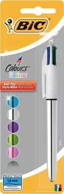 Produktbild von BIC Shine, Clip, Multifunktions-Kugelschreiber, Nachfüllbar, Schwarz, Blau, Grün, Rot, 1 Stück(e), Medium