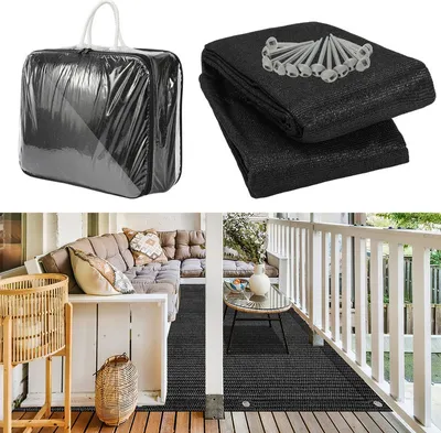 Produktbild von Aopunly Vorzeltteppich 300x400cm Zeltteppich aus HDPE Outdoor Camping Teppich inkl Tragetasche Zubehör Schwarz