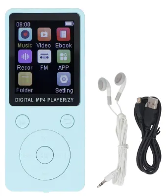 Produktbild von MP3-MP4-Player, Bluetooth 5.0, 1,8-Zoll-Farbbildschirm, integrierte 16-GB-Speicherkarte, unterstützt bis zu 128 GB HiFi-Musik, Blau