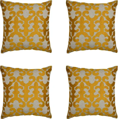 Image de Marrakech Set de 4 Housses de coussins Coussin 40x40 cm grand | Coussin de canapé Coussin douillet en coton brodé comme décoration de salon sur le fauteuil et le canapé | Coussin décoratif Kayon Gold comme coussin de chaise dans la salle à manger