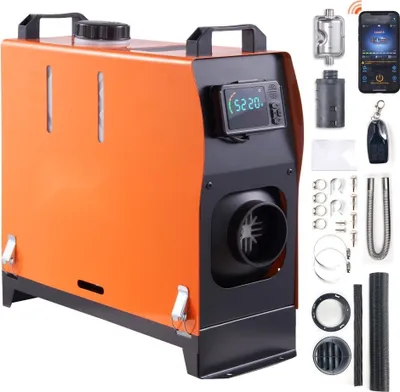 Image de Chauffage auxiliaire air-diesel 12 V 5 kW - Chauffage auxiliaire air-diesel Réchauffeur d'air - 0,16-0,52 L/heure - Chauffage diesel avec écran LCD, télécommande & Bluetooth-APP