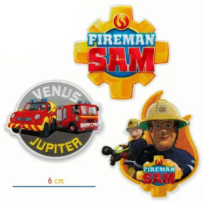 Obrázok produktu pre Fireman Sam © Sada 3 požiarnych nášiviek, nažehľovacie nášivky, nášivky, na nažehlenie