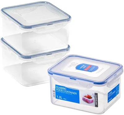 Produktbild von Luftdichte, wasserdichte, BPA-freie, Geschirrspüler-sichere, quadratische Lebensmittelbehälter mit Deckeln, 3-Stück-Set, 3 x 1,2 l