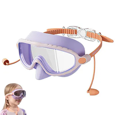 Produktbild von Taucherbrille Kinder mit Nasenschutz & Anti-Beschlag, 180¡ã Panorama Schwimmbrille, UV-Schutz, rutschfestes Silikonband, 4-13 Jahre