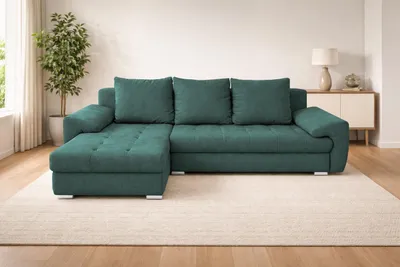 Produktbild von Ecksofa mit Schlaffunktion, ausziehbares Ecksofa VELUTO, Eckcouch mit Wellenfederung.