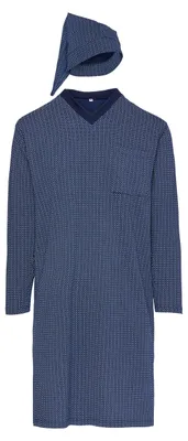 Image de Chemise de nuit pour homme Timone avec bonnet de nuit TIDR5001 (bleu marine 677606 (manches longues), M)