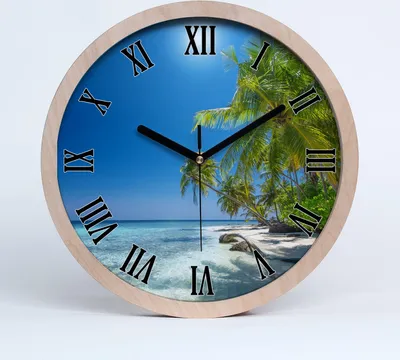 Produktbild von Holzuhr 20fi cm wanduhr - schwarze Spitzen - Malediven-Strand