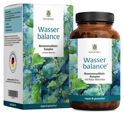 Produktbild von Brennnesselblatt Komplex mit Rosskastanien, Mangan & Kupfer - WASSERBALANCE - 90 vegane Kapseln - NATURTREU®