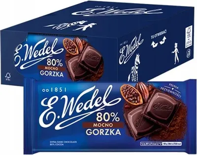 Zdjęcie produktu dla Wedel Czekolada mocno gorzka 80% Kakao 80 g