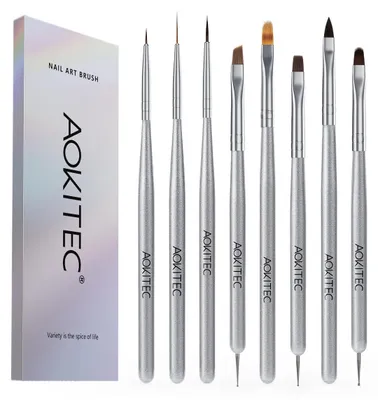 Produktbild von Nagelbürste, Nagelkunst-Set – 8 Stück – Gel-Nägel – Punktierer und Liner-Pinsel – Nageldesign-Bürsten-Set