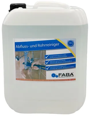 Produktbild von FABA Abflussfrei, Abflussreiniger, Konzentrat,  hochwirksamer Rohrreiniger 10 Liter