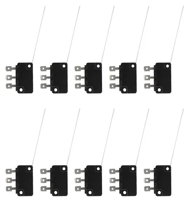 Obrázek produktu pro 10 kusů mikropřepínačů s normálně otevřeným kontaktem a dlouhými výstupky, určených pro elektronické spínače, tlačítka herních konzolí