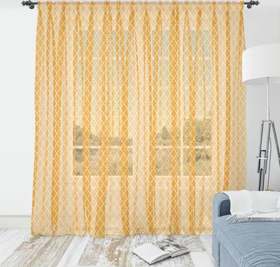 Produktbild von ABAKUHAUS orientalisch Wandteppich,  Arabesque Simplistic Authentic Arabian Umriss Motiv Repetitive Muster-Druck, Wohnzimmer Schlafzimmer seidiges Satin Wandtuch, 240 cm x 274 cm, Orange und Weiß