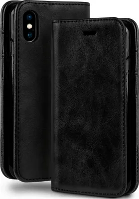 Produktbild von moex® Klapphülle kompatibel mit iPhone X / iPhone XS - Hülle mit Kartenfach, Onyx Schwarz