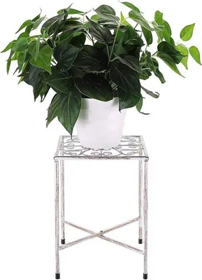 Image de Étagère-porte-fleurs en métal blanc pour l'intérieur et l'extérieur