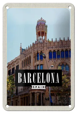 Produktbild von Blechschild Reise 12x18cm Barcelona Spanien Sargrada Reise Schild