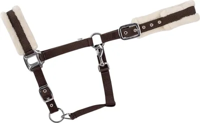 Produktbild von USG Halfter, unterlegt mit Kunstfell - braun - Pony