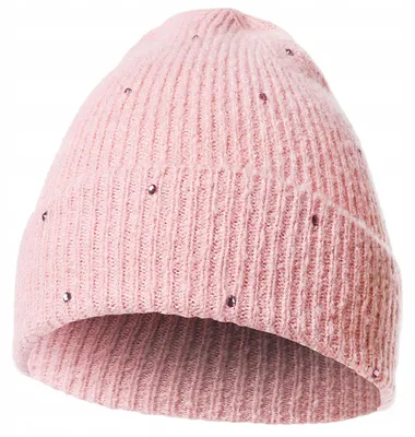 Obrázok produktu pre Dámska čiapka ružová – elegantná čiapka – módna čiapka – pletená čiapka – čiapka s kryštálmi